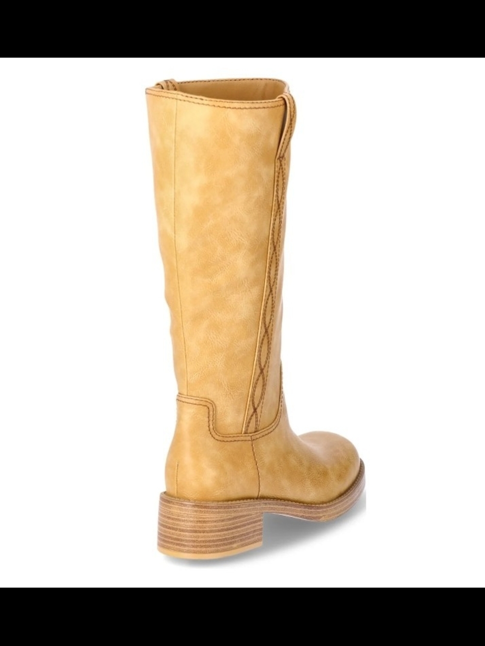 Knee-High Tan Block Heel Riding Boots - Picture 5 of 14